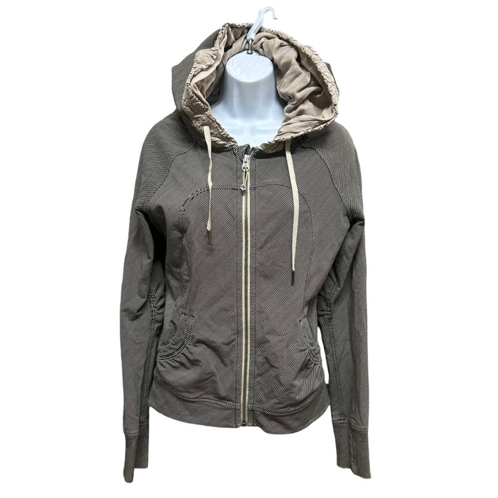 Lululemon Movement Jacket Telemark Print Black Mojave Tan Full Zip Hooded Size 6